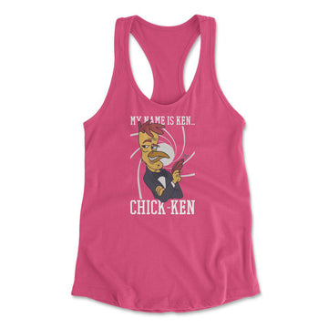 Chicken Spy Womens Racerback Tank in Hot Pink color
